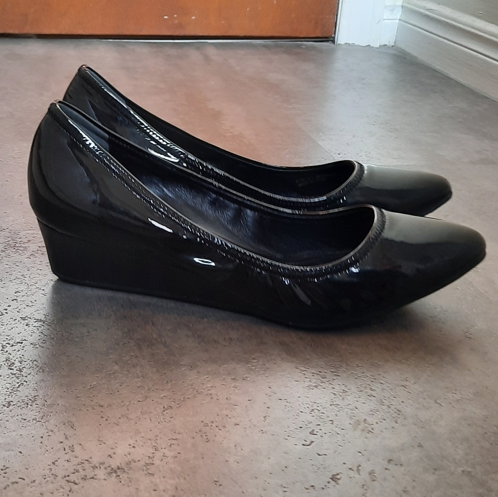 Cole Haan Black Slip On Wedge Shoe